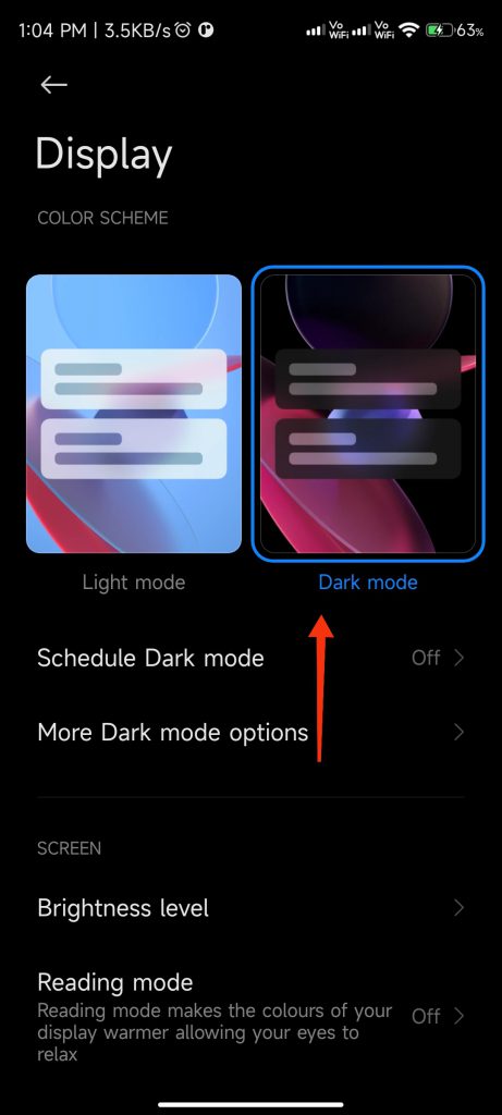 Change Display Mode Screen 2